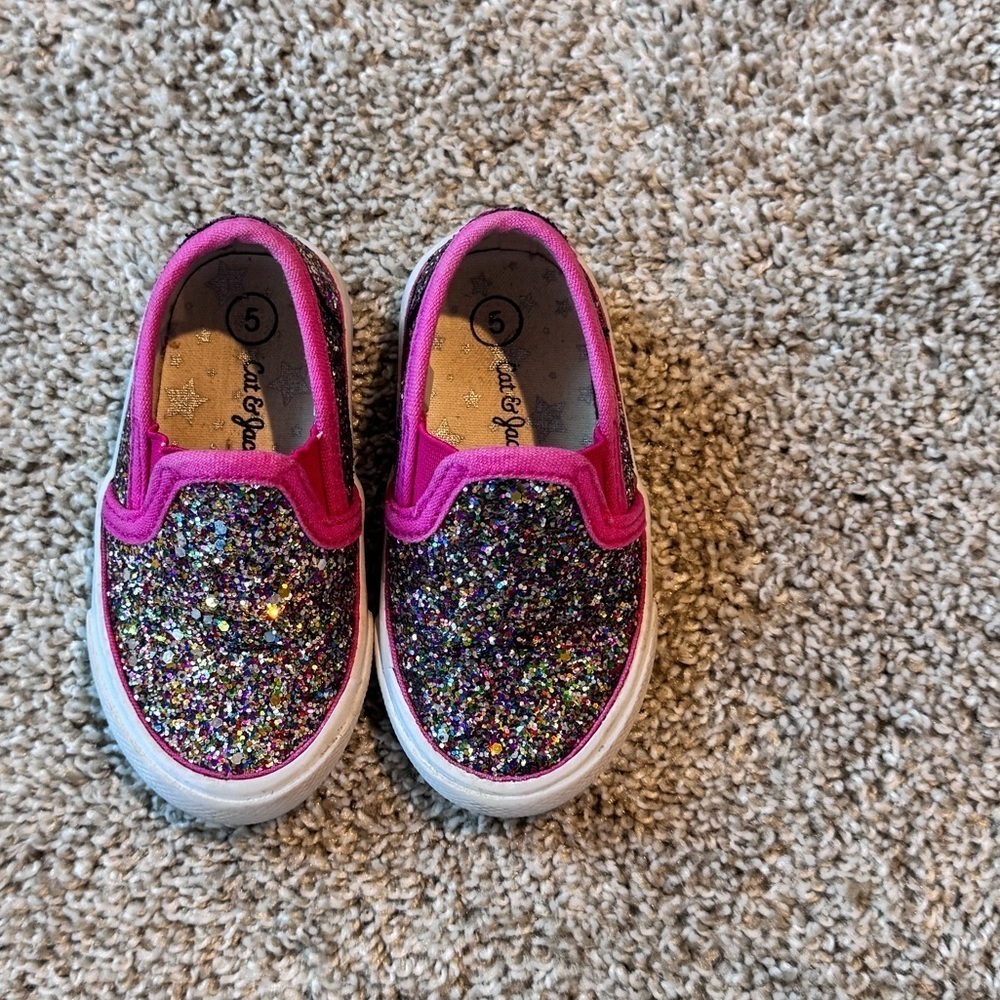 Cat & Jack toddler girl glitter slip on shoes loafers size 5 - Picture 5 of 8